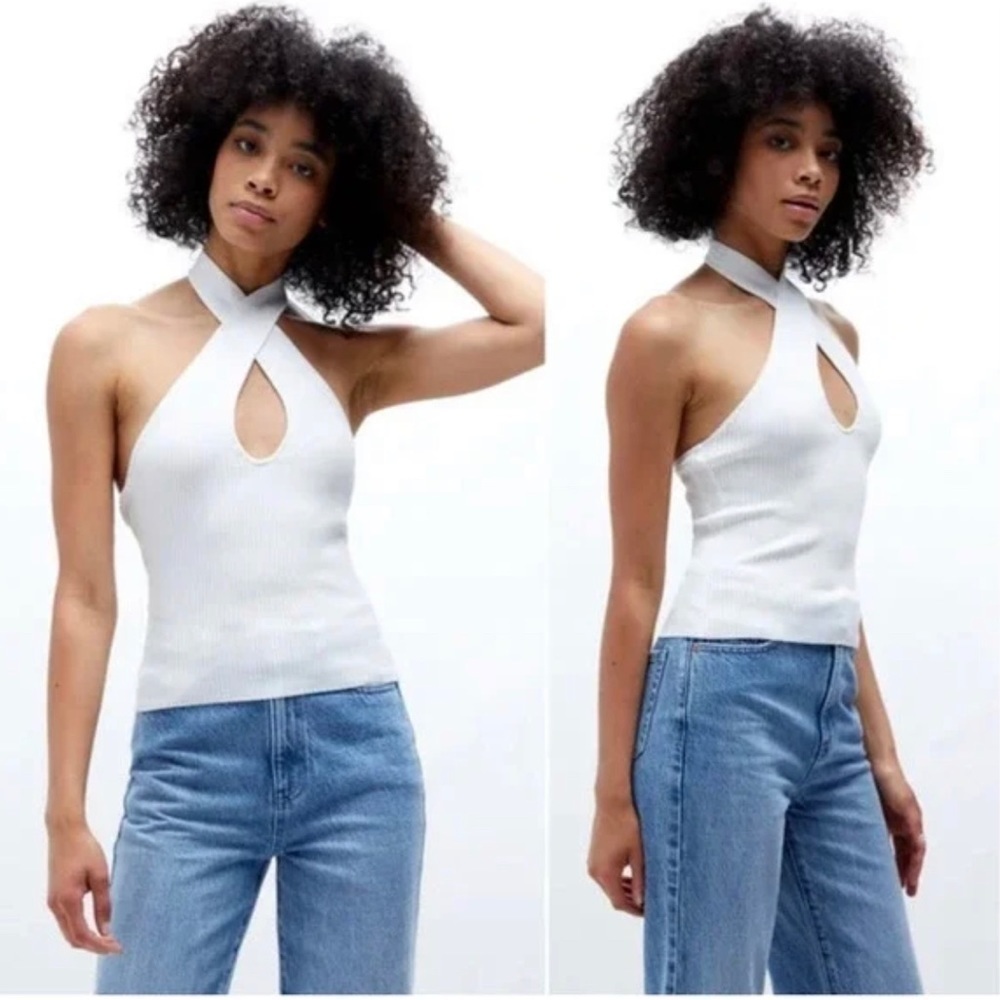 NWT MINKPINK Women Maitland Ribbed Knit Tank Top White Sz XS